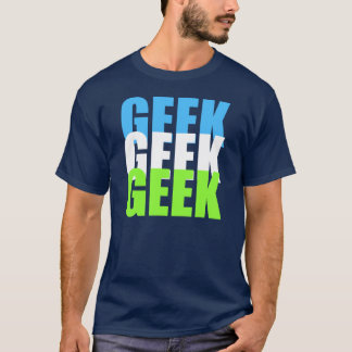 geek t-shirt met blauw wit groen design