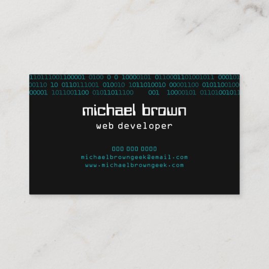 Geek Web Developer Computer Science Visitekaartje (Achterkant)