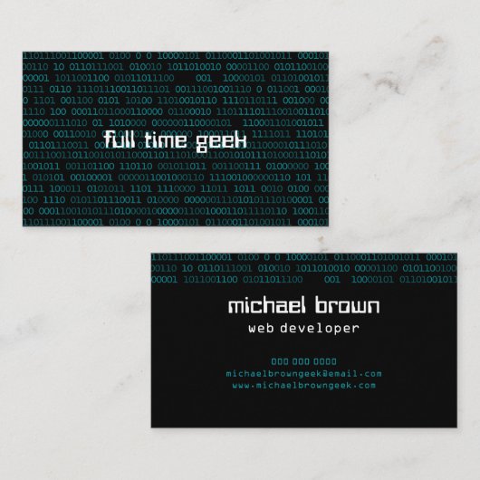 Geek Web Developer Computer Science Visitekaartje (Voorkant / Achterkant)