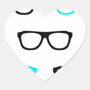 geekglazen blauwe geek hart sticker