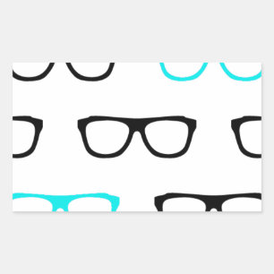 geekglazen blauwe geek rechthoekige sticker