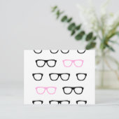 geekglazen roze geek briefkaart (Staand voorkant)