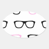 geekglazen roze geek ovale sticker (Voorkant)