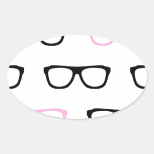 geekglazen roze geek ovale sticker