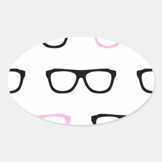 geekglazen roze geek ovale sticker (Voorkant)