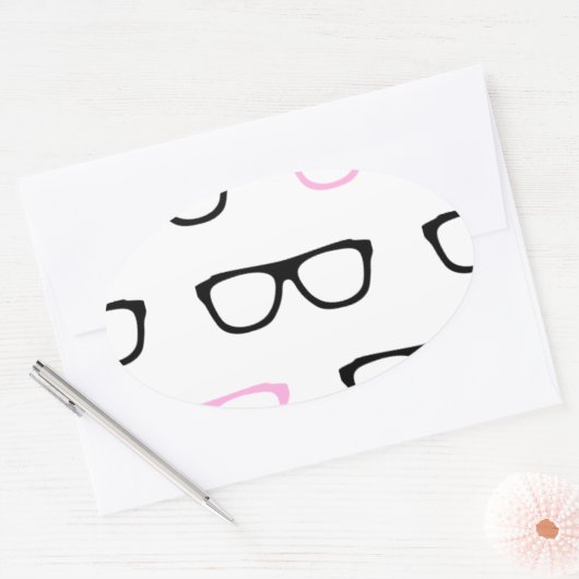 geekglazen roze geek ovale sticker (Envelop)