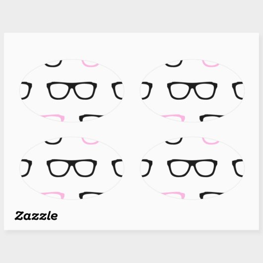 geekglazen roze geek ovale sticker (Vel)