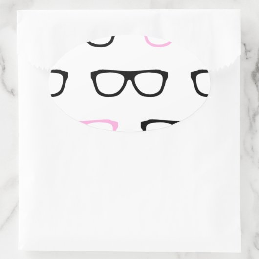 geekglazen roze geek ovale sticker (Tas)