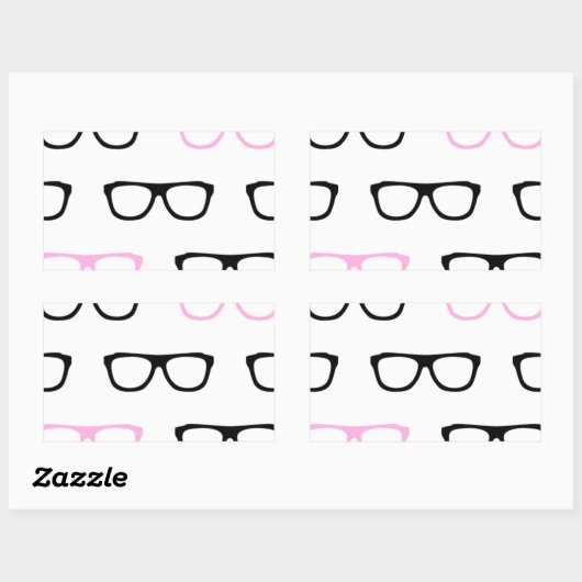 geekglazen roze geek rechthoekige sticker (Vel)