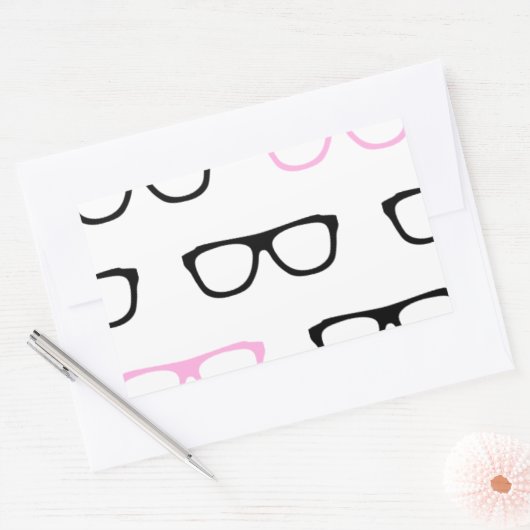 geekglazen roze geek rechthoekige sticker (Envelop)