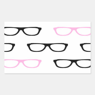 geekglazen roze geek rechthoekige sticker