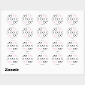 geekglazen roze geek ronde sticker (Vel)