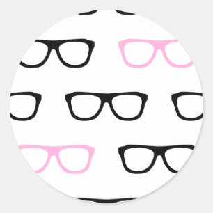 geekglazen roze geek ronde sticker