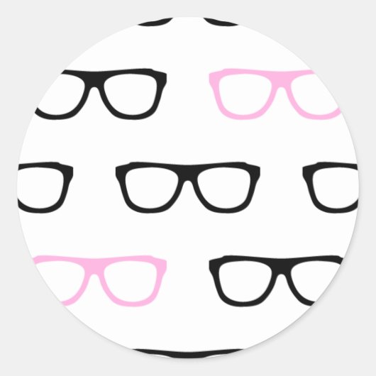 geekglazen roze geek ronde sticker (Voorkant)