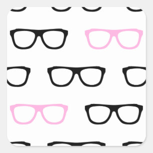 geekglazen roze geek vierkante sticker