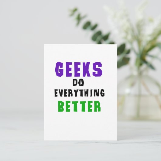 Geeks doet alles beter briefkaart (Staand voorkant)