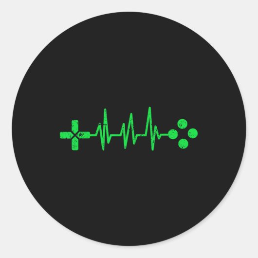 Geeks Heartbeat Gaming Ronde Sticker (Voorkant)