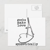 Geeks maken liefde symmetrisch briefkaart (Voorkant / Achterkant)
