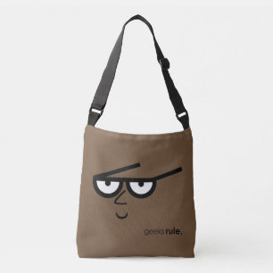 "Geeks Rule" grappig uitziend gezicht met Eyeglass Crossbody Tas