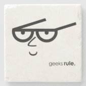 "Geeks Rule" grappig uitziend gezicht met Eyeglass Stenen Onderzetter (Voorkant)