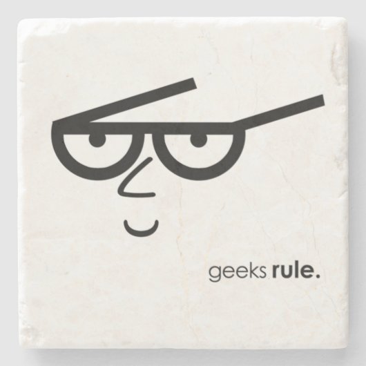 "Geeks Rule" grappig uitziend gezicht met Eyeglass Stenen Onderzetter (Voorkant)