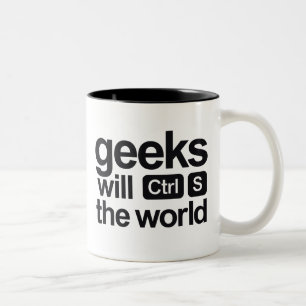 geeks zal de wereld redden tweekleurige koffiemok