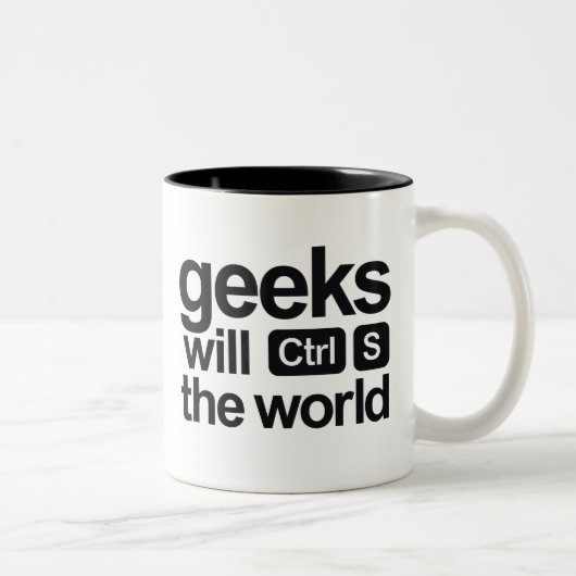 geeks zal de wereld redden tweekleurige koffiemok (Rechts)