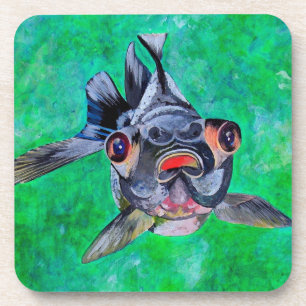 Geeky Blackmoor Goldfish met telescopische ogen Bier Onderzetter