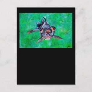 Geeky Blackmoor Goldfish met telescopische ogen Briefkaart