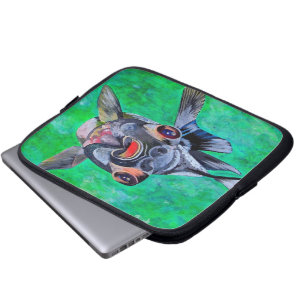 Geeky Blackmoor Goldfish met telescopische ogen Laptop Sleeve