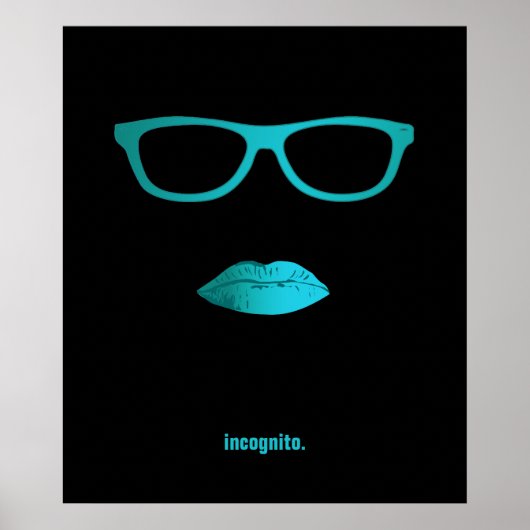 Geeky blauwgroen blauwe lippen en glazen poster (Voorkant)