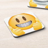 Geeky Braces Emoji Bier Onderzetter (Linkerzijde)
