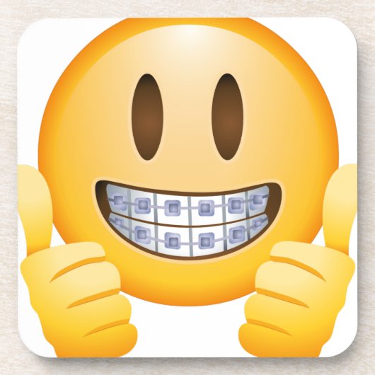 Geeky Braces Emoji Bier Onderzetter (Voorkant)