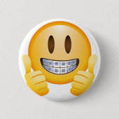 Geeky Braces Emoji Ronde Button 5,7 Cm (Voorkant)