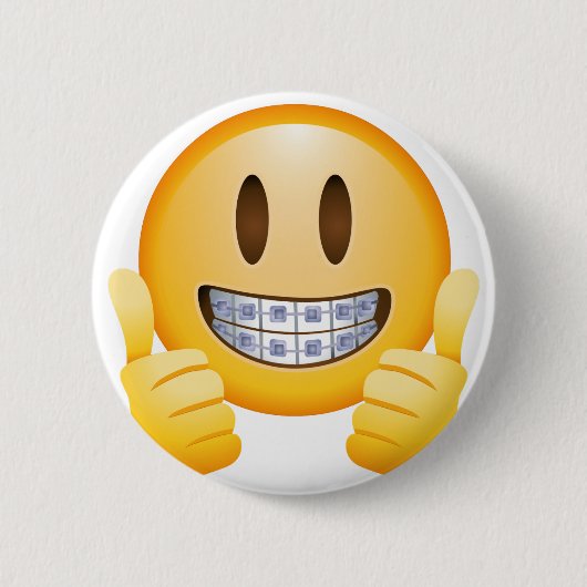 Geeky Braces Emoji Ronde Button 5,7 Cm (Voorkant)