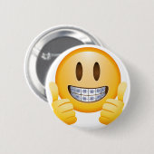 Geeky Braces Emoji Ronde Button 5,7 Cm (Voorkant /achterkant)