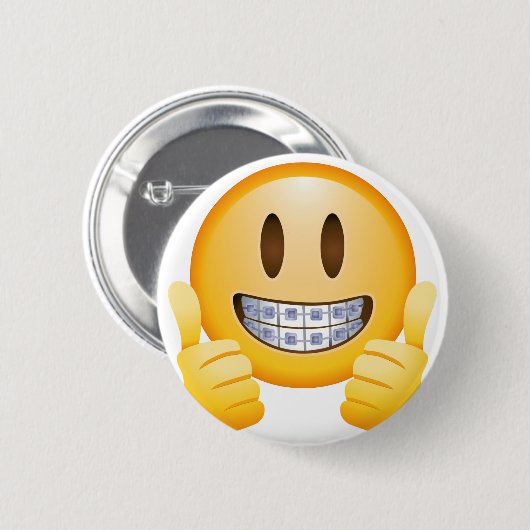 Geeky Braces Emoji Ronde Button 5,7 Cm (Voorkant /achterkant)