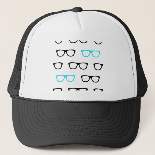 geeky bril blauwe geek trucker pet (Voorkant)