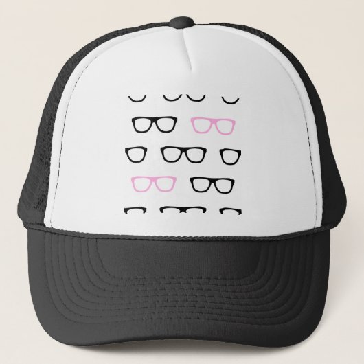 geeky bril roze geek trucker pet (Voorkant)
