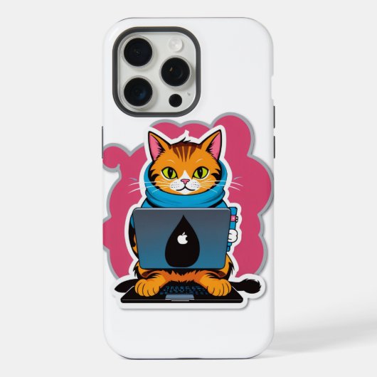 Geeky Cat-serie iPhone Hoesje (Achterkant)