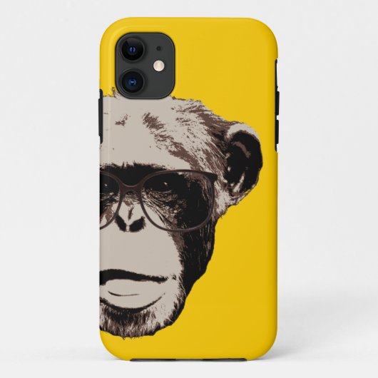 Geeky Chimp in Glasses Yellow iPhone 5 Hoesje (Achterkant)