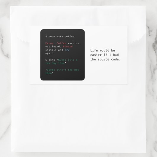 Geeky Computer, opdracht Rechthoekige Sticker (Tas)