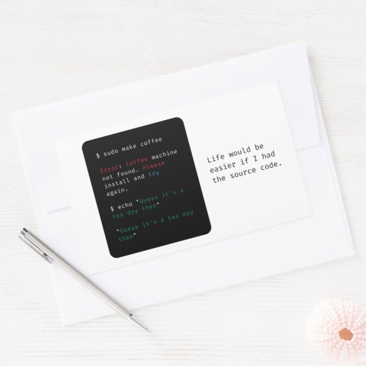 Geeky Computer, opdracht Rechthoekige Sticker (Envelop)