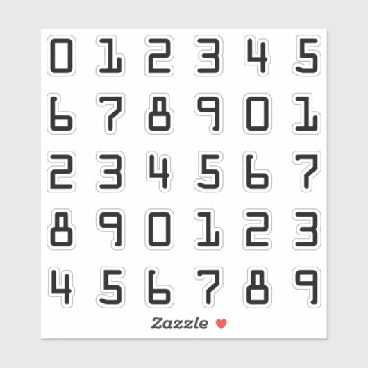 Geeky computerstijl cijfers / cijfers / cijfers sticker (Vel)