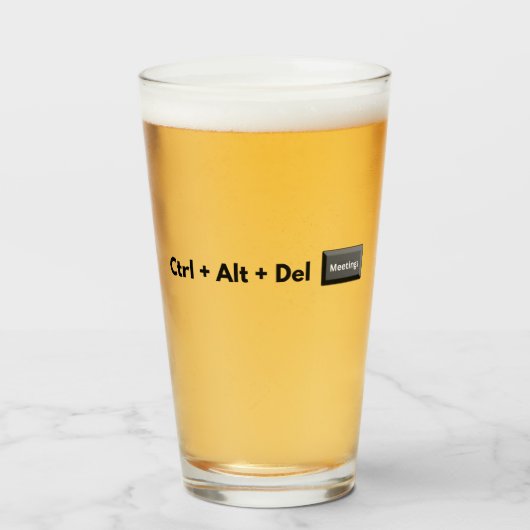 Geeky Control Alt Del Vergaderingen Glas (Voorkant gevuld)