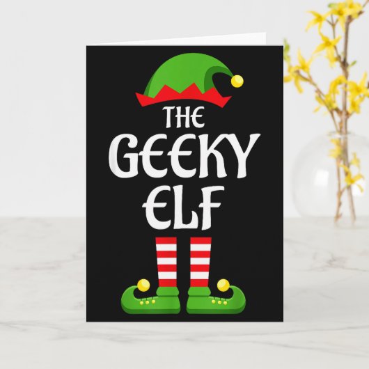 Geeky Elf Family Matching Group Christmas Geek  Kaart (Gele Bloem)