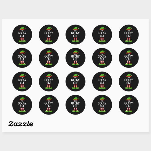 Geeky Elf Family Matching Group Christmas Geek Ronde Sticker (Vel)