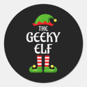 Geeky Elf Family Matching Group Christmas Geek Ronde Sticker (Voorkant)