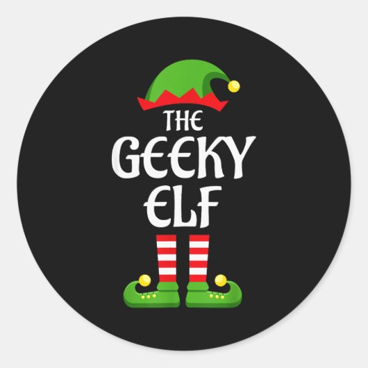 Geeky Elf Family Matching Group Christmas Geek Ronde Sticker (Voorkant)