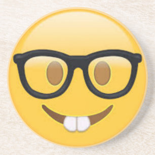 Geeky Emoji Face Zandsteen Onderzetter